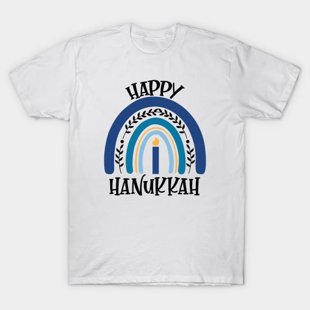 Happy Hanukkah Jewish Rainbow T-Shirt by Shaniya Abernathy